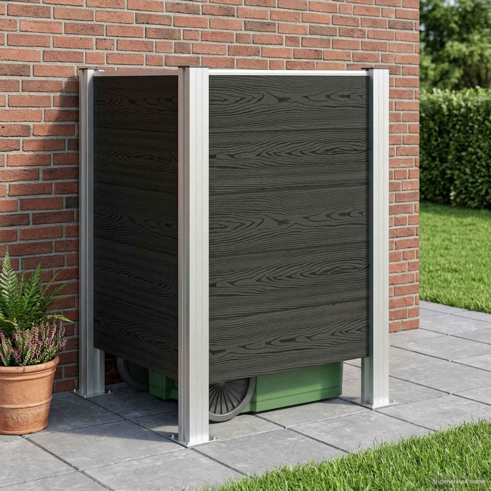 vidaXL Оградка за кошче Сиво 85 x 85 x 115 см Алуминий и WPC