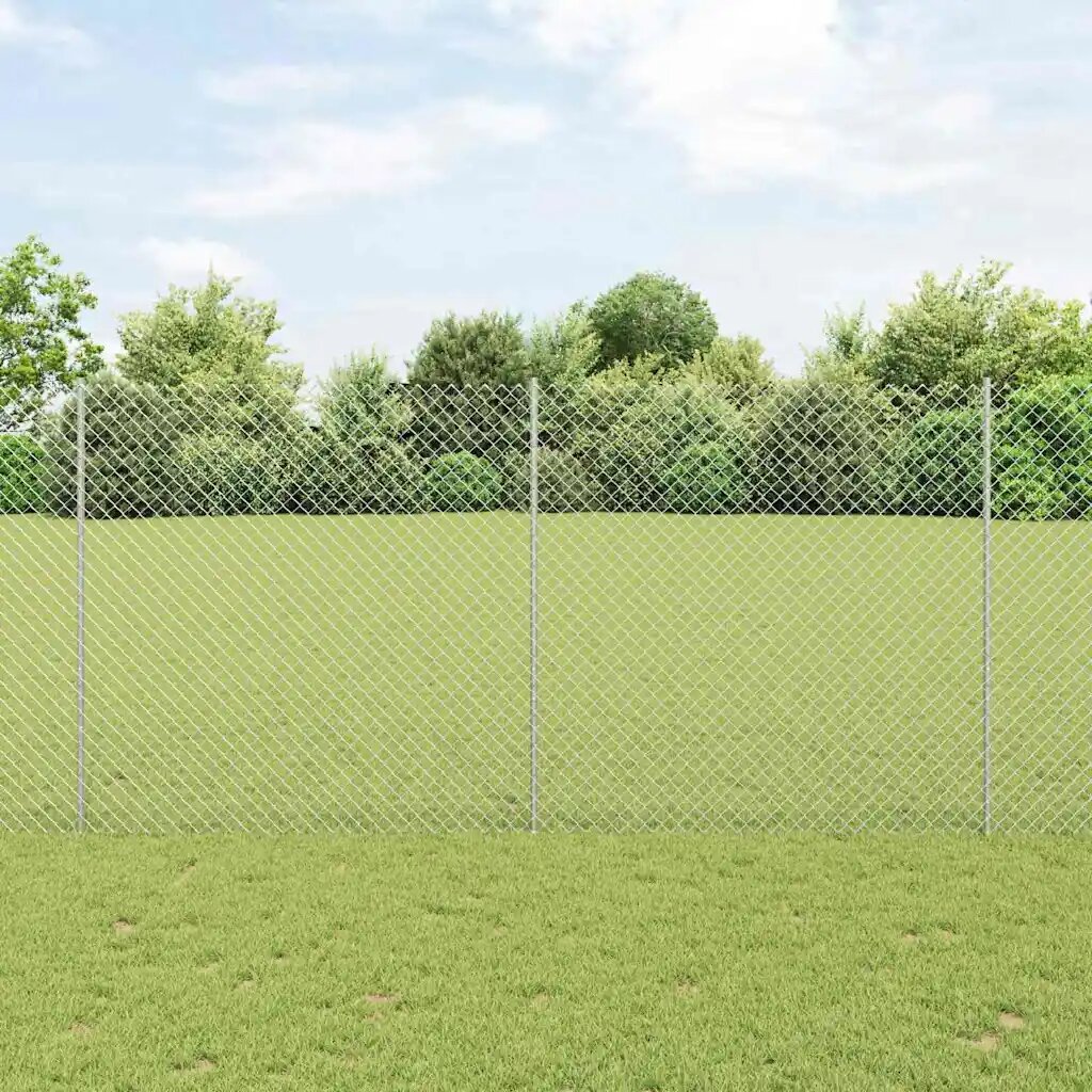 vidaXL Оградна мрежа със стълб 10 x 15 m Поцинкована стомана