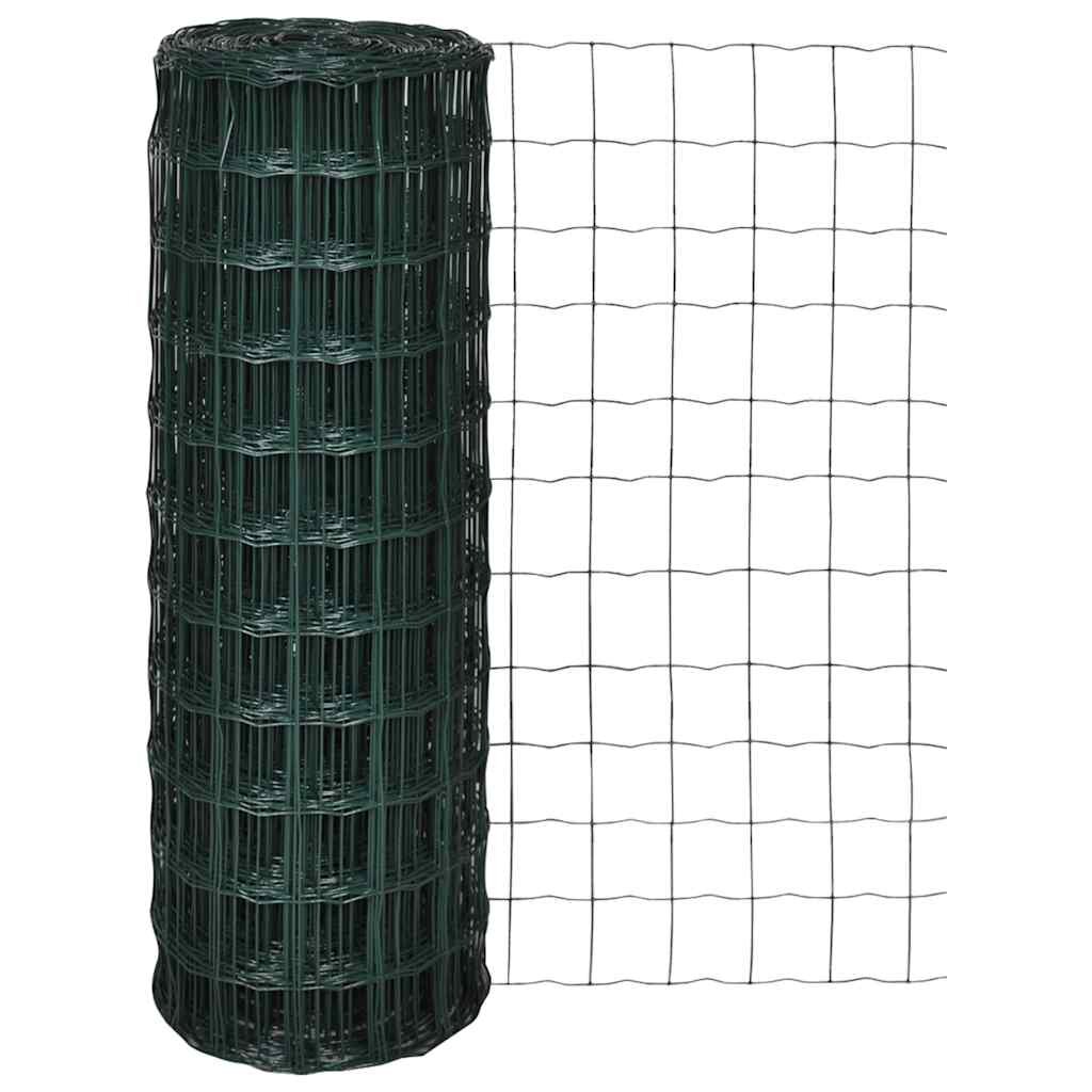 vidaXL Оградна мрежа стомана 25 x 12 м зелена