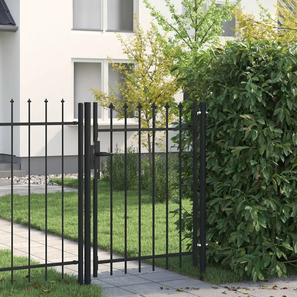 vidaXL Оградна порта BOXTEL с единична врата с шипове отгоре стомана 1x12 м черна