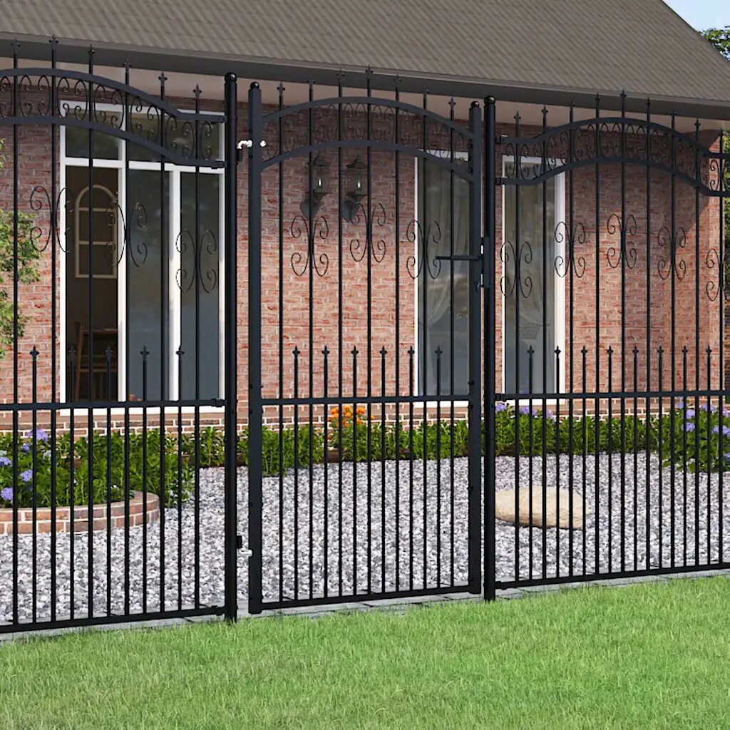 vidaXL Оградна порта KAMPEN с връх черна 103x175 см стомана