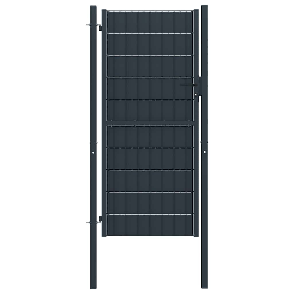vidaXL Оградна порта PVC и стомана 100x164 см антрацит