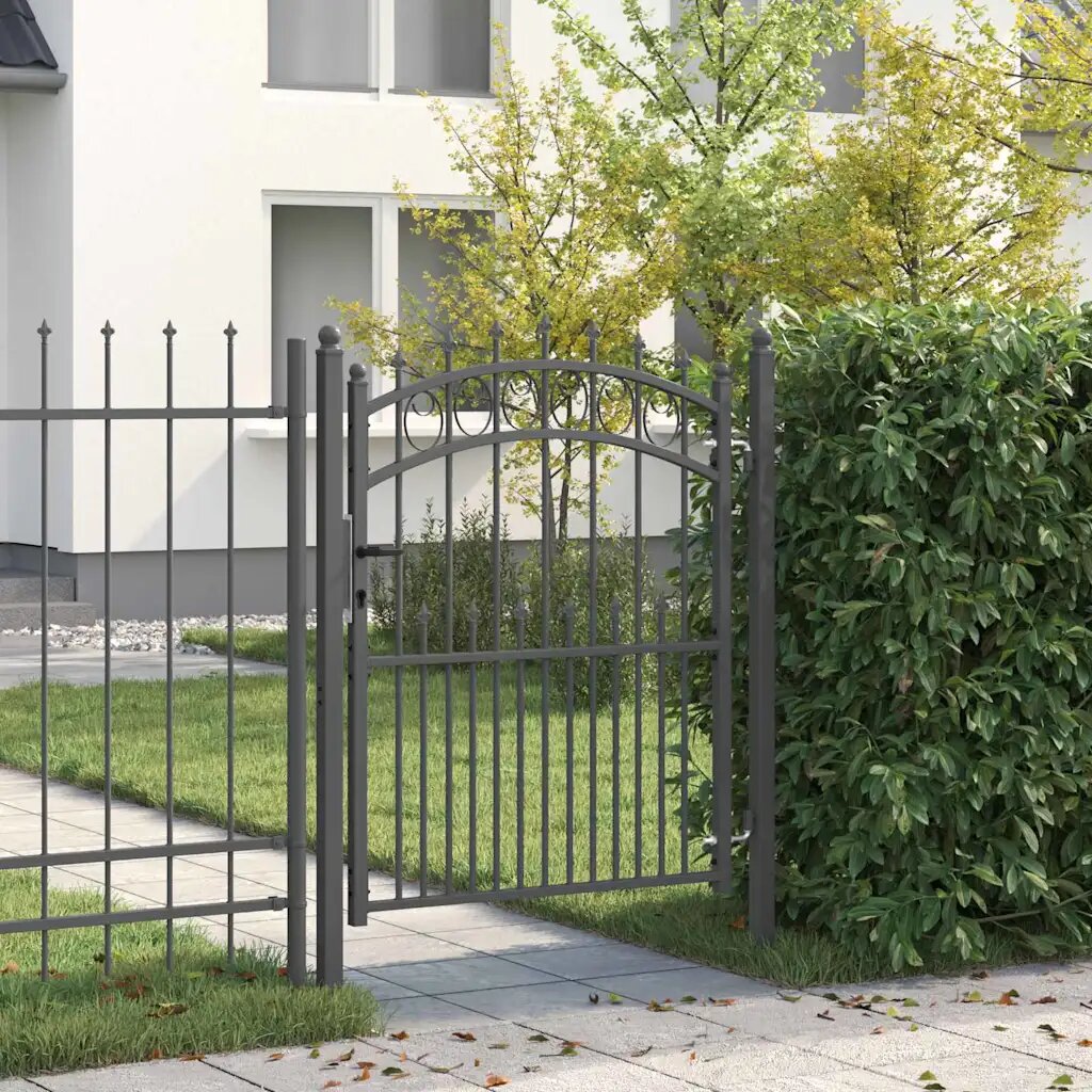 vidaXL Оградна врата с шипове EMMEN 150 x 100 cm Сиво