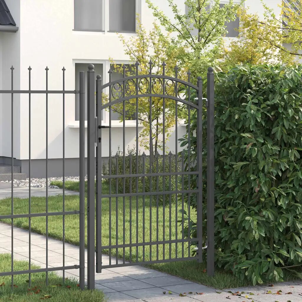 vidaXL Оградна врата с шипове EMMEN 200 x 100 cm Сиво