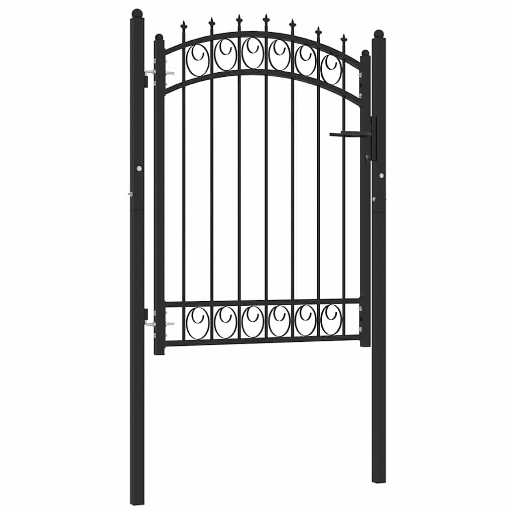 vidaXL Оградна врата с шипове стомана 100x125 см черна