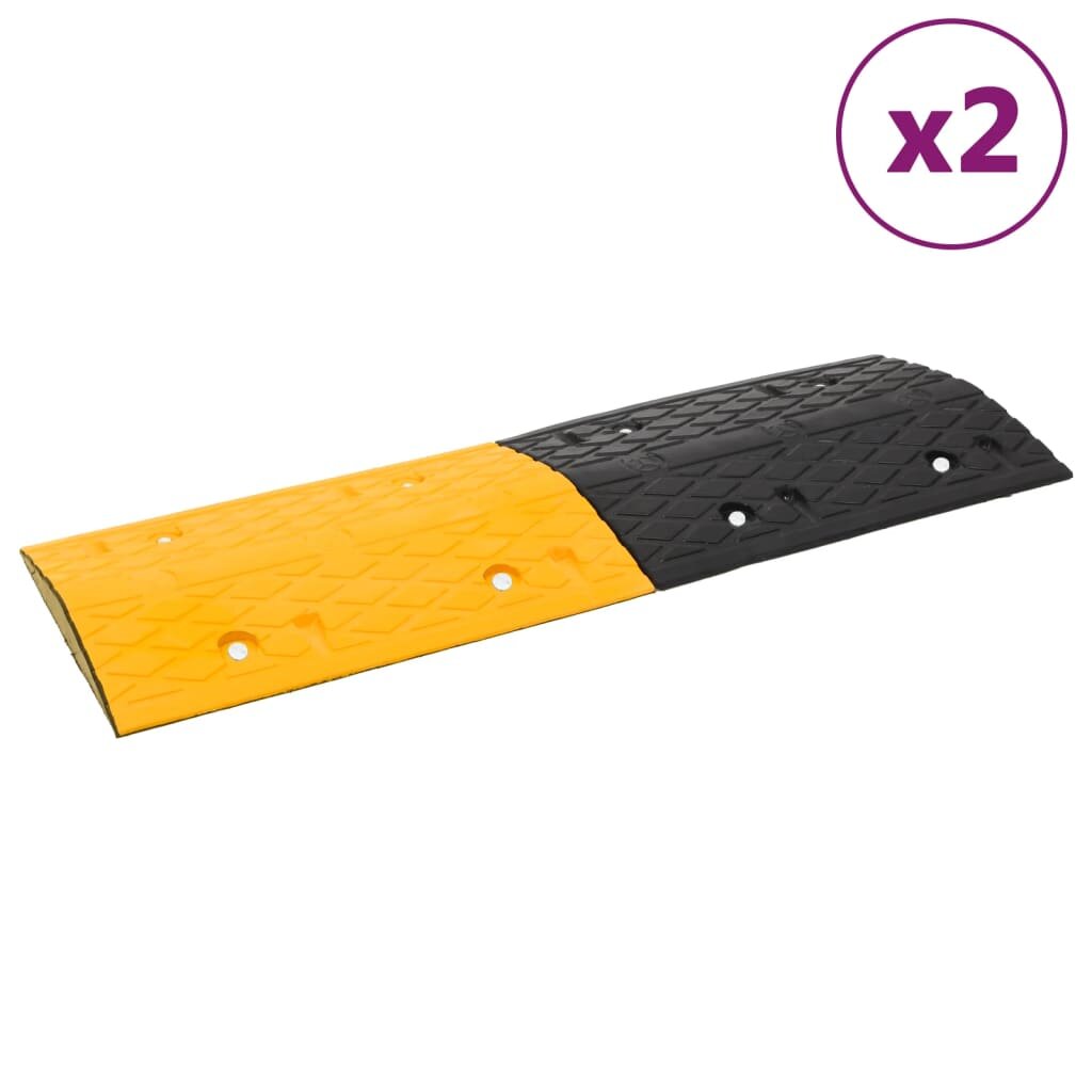 vidaXL Ограничители на скоростта 2 бр жълто и черно 97x325x4 см гума