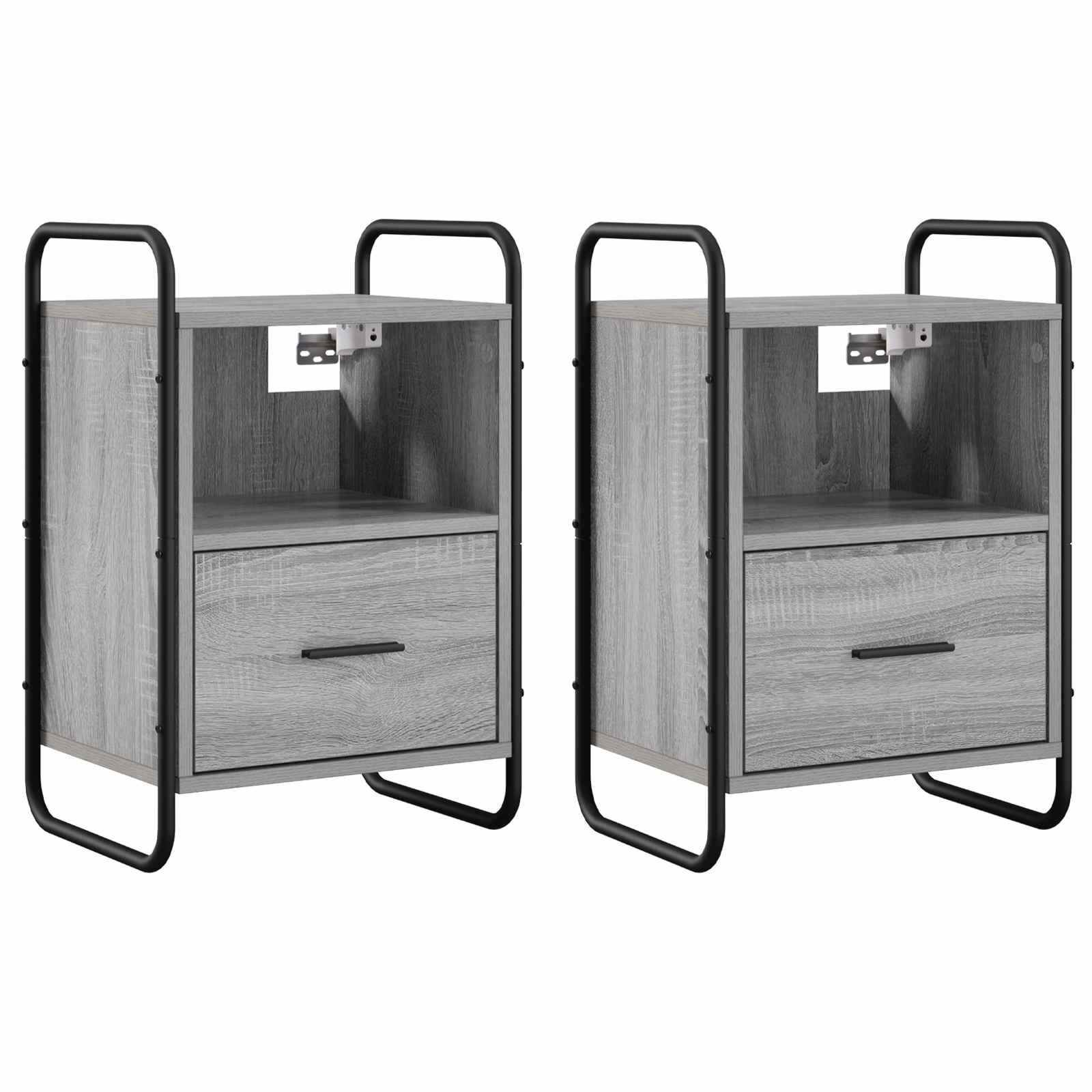 vidaXL Окачен нощен шкаф 2 бр. Сив Сонома 40 x 30 x 60 cm