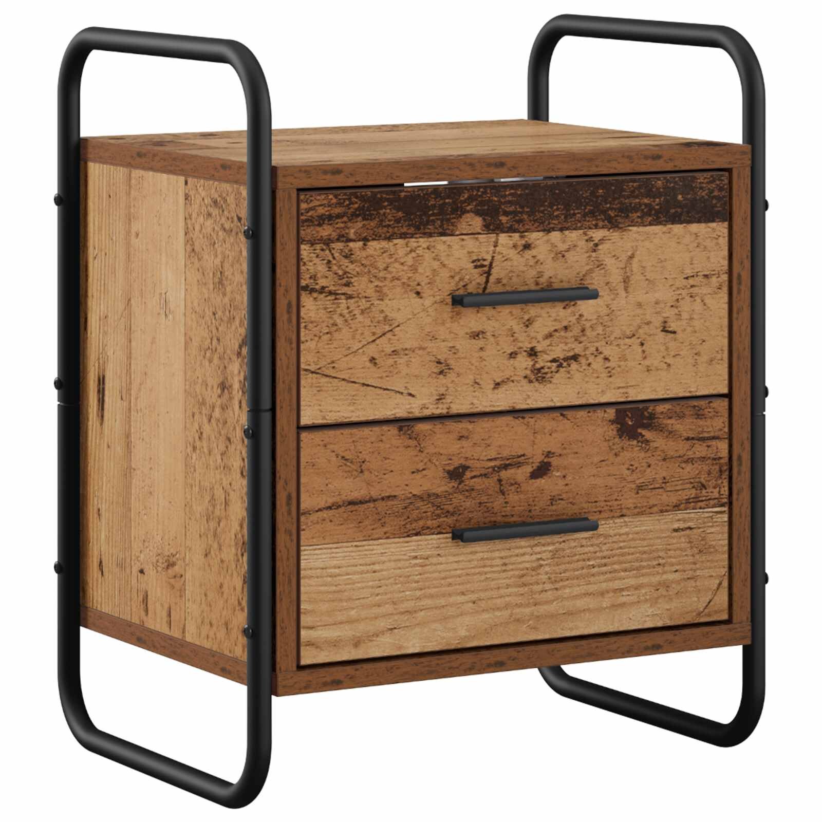 vidaXL Окачен нощен шкаф Старо дърво 40 x 30 x 50 cm
