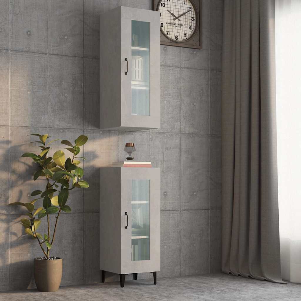 vidaXL Окачен стенен шкаф Бетонно сиво 345x34x90 см