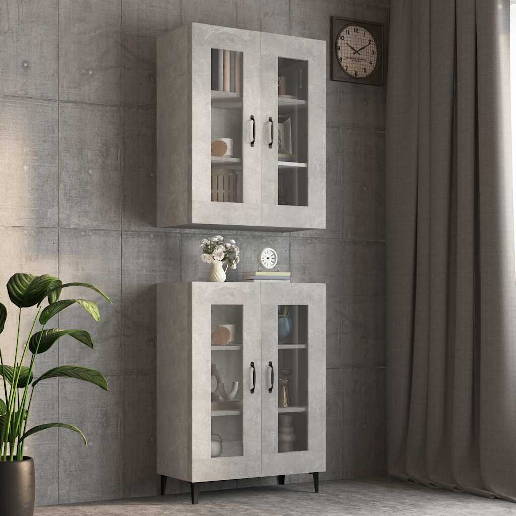 vidaXL Окачен стенен шкаф бетонно сиво 695x34x90 см