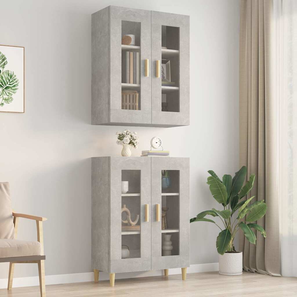 vidaXL Окачен стенен шкаф бетонно сиво 695x34x90 см