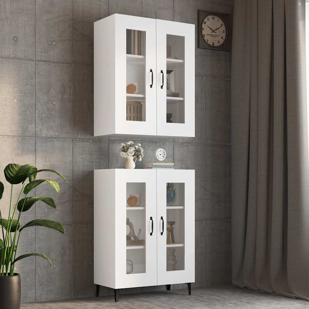 vidaXL Окачен стенен шкаф бял 695x34x90 см