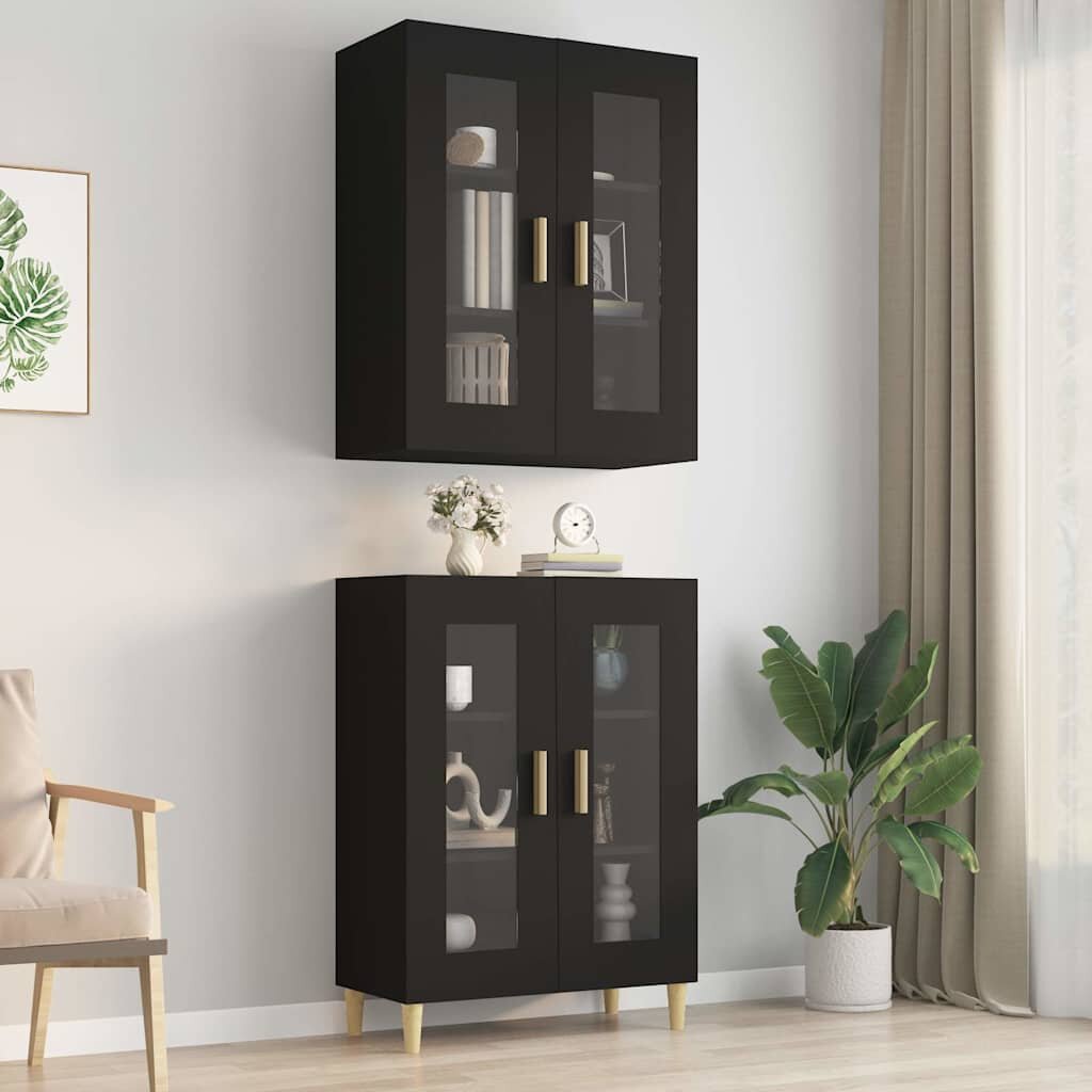 vidaXL Окачен стенен шкаф черен 695x34x90 см