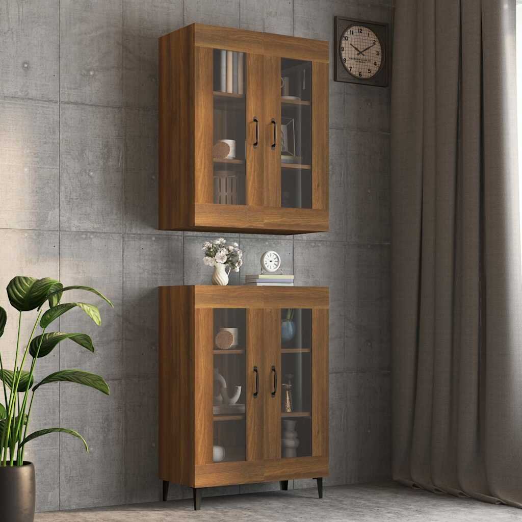 vidaXL Окачен стенен шкаф кафяв дъб 695x34x90 см