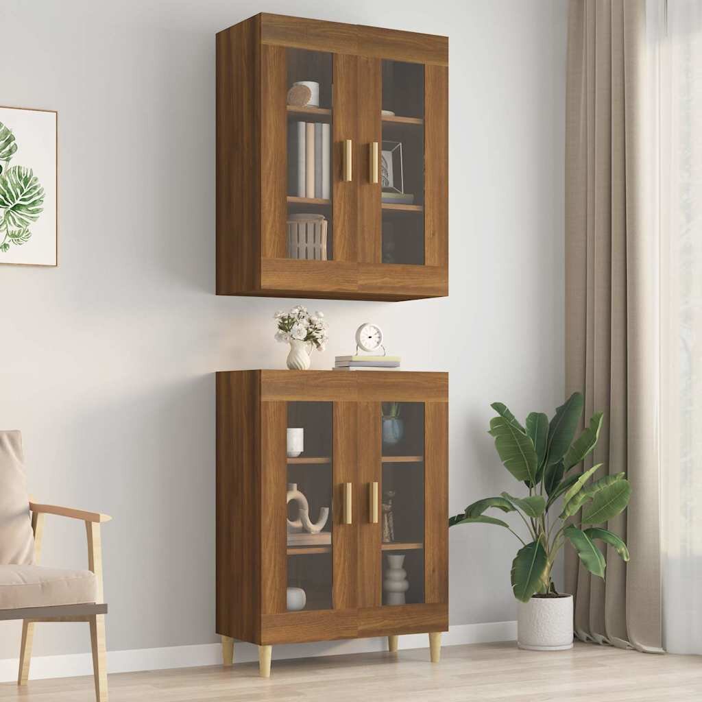 vidaXL Окачен стенен шкаф кафяв дъб 695x34x90 см