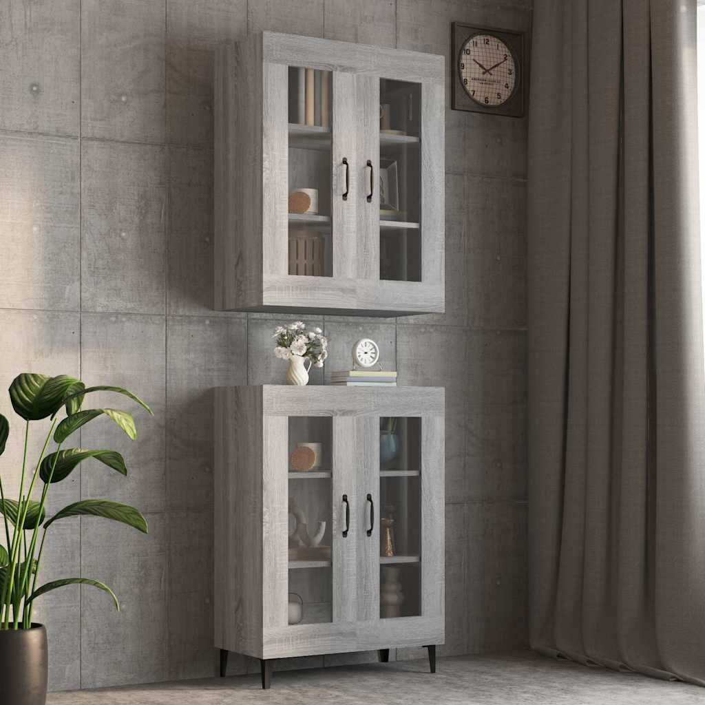 vidaXL Окачен стенен шкаф сив сонома 695x34x90 см