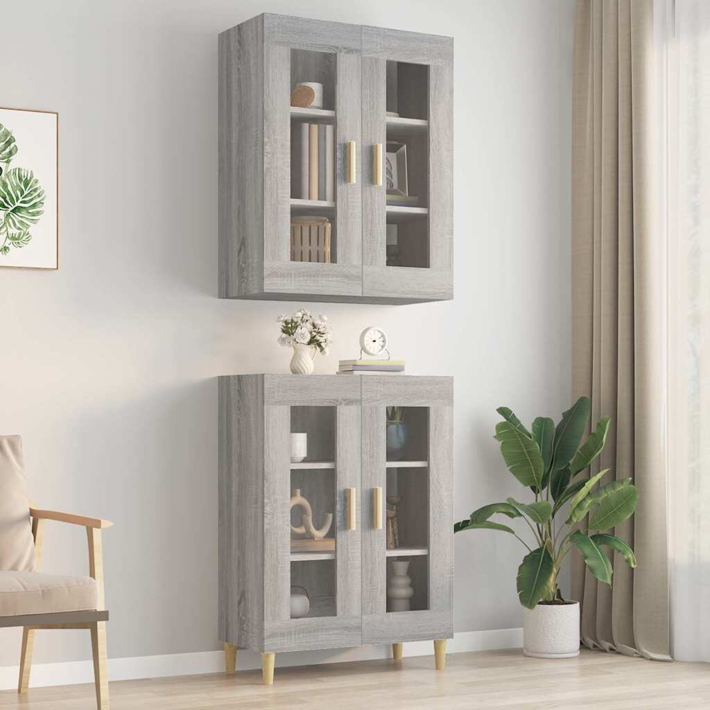 vidaXL Окачен стенен шкаф сив сонома 695x34x90 см