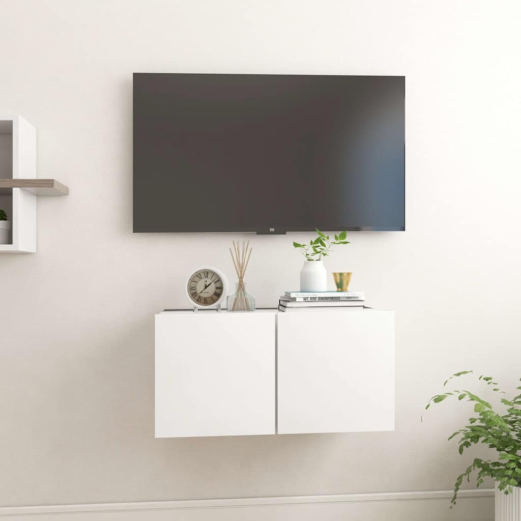 vidaXL Окачен TВ шкаф бял 60x30x30 см