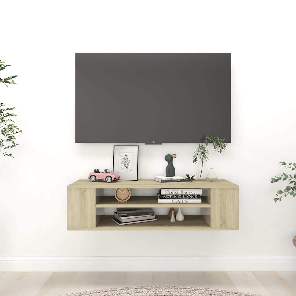 vidaXL Окачен TВ шкаф дъб сонома 100x30x265 см инженерно дърво