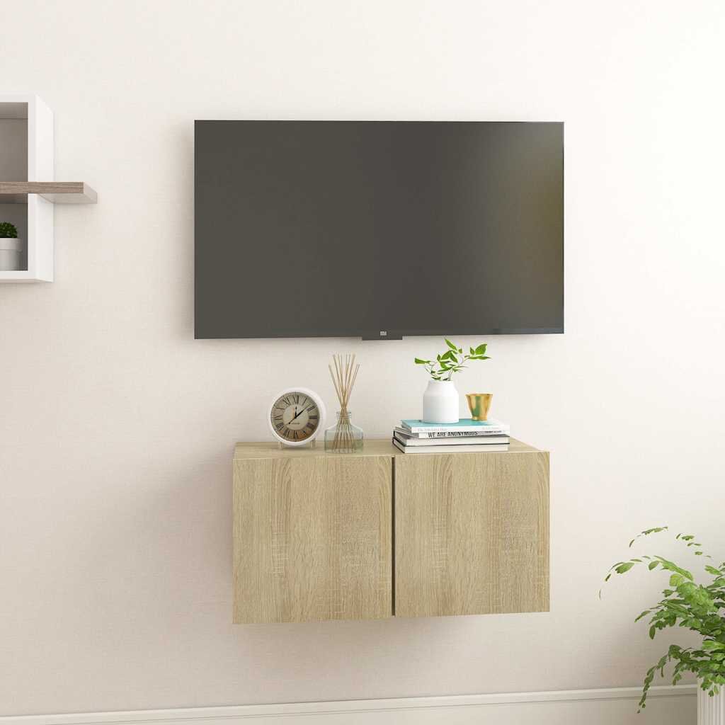 vidaXL Окачен TВ шкаф дъб сонома 60x30x30 см ПДЧ