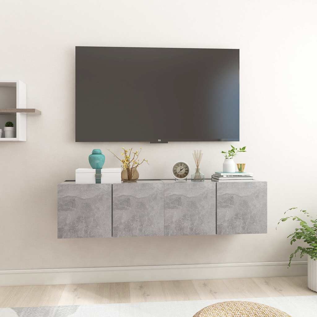 vidaXL Окачени TВ шкафове 2 бр бетонно сиви 60x30x30 см