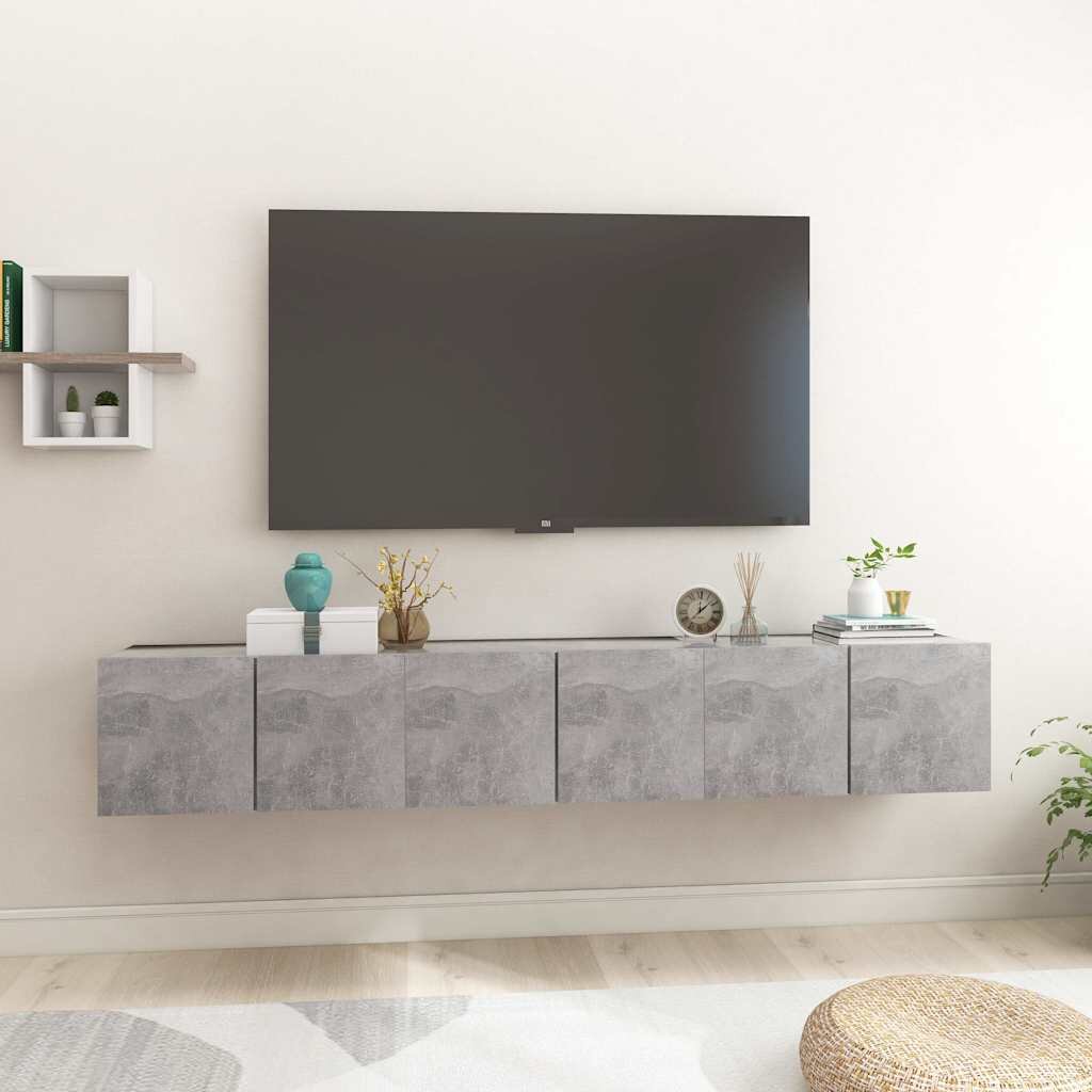 vidaXL Окачени TВ шкафове 3 бр бетонно сиви 60x30x30 см