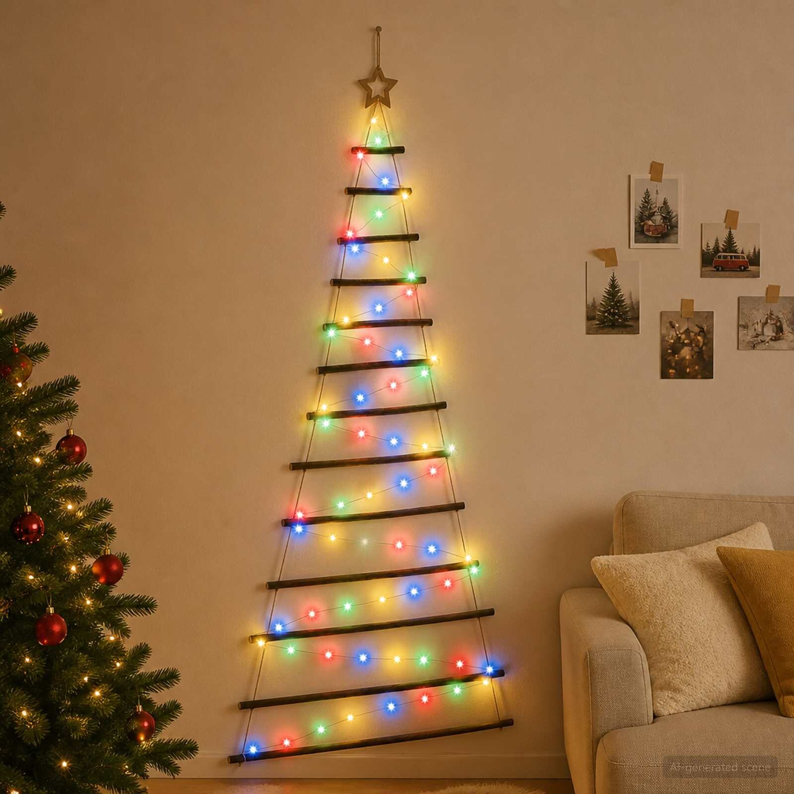vidaXL Окачено Коледно Дърво 180 см 100 LED светодиода Многоцветен