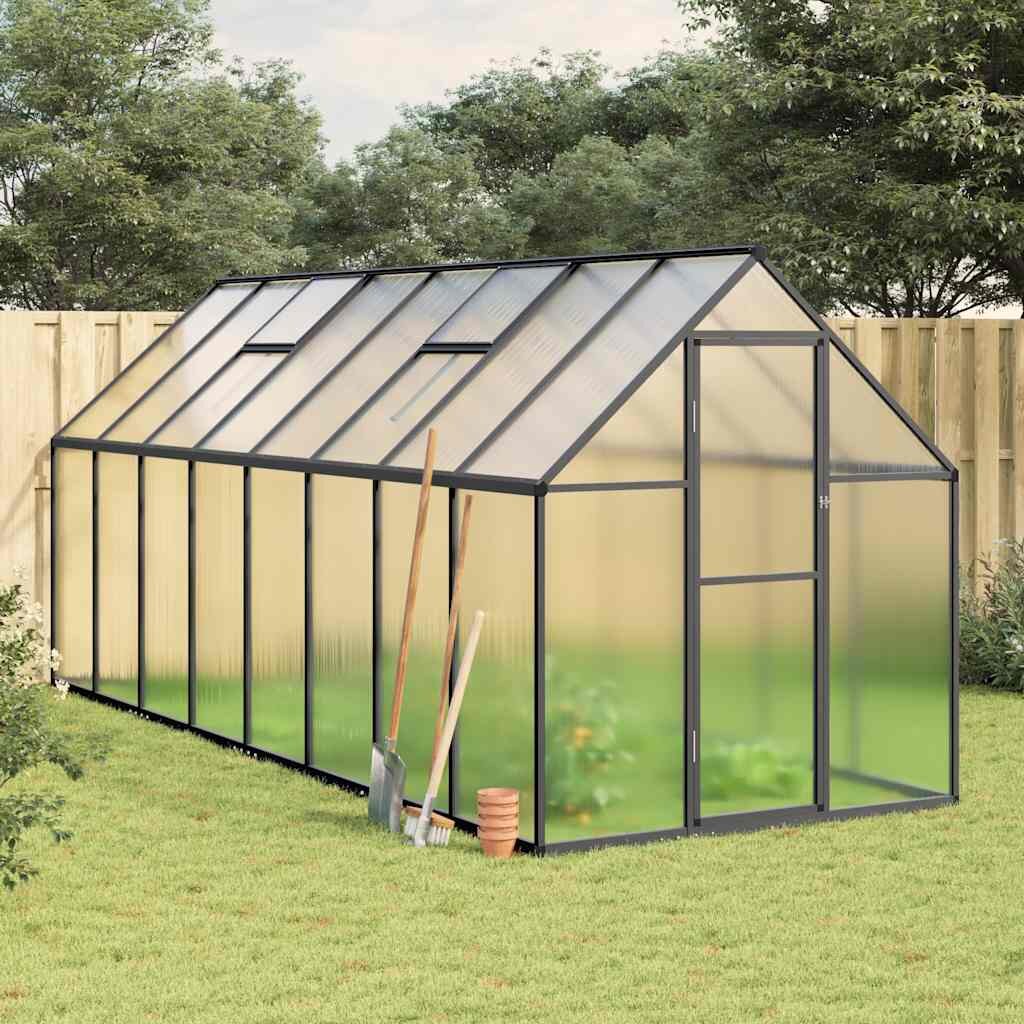 vidaXL Оранжерия с основа рамка антрацит 445x169x195 см алуминий