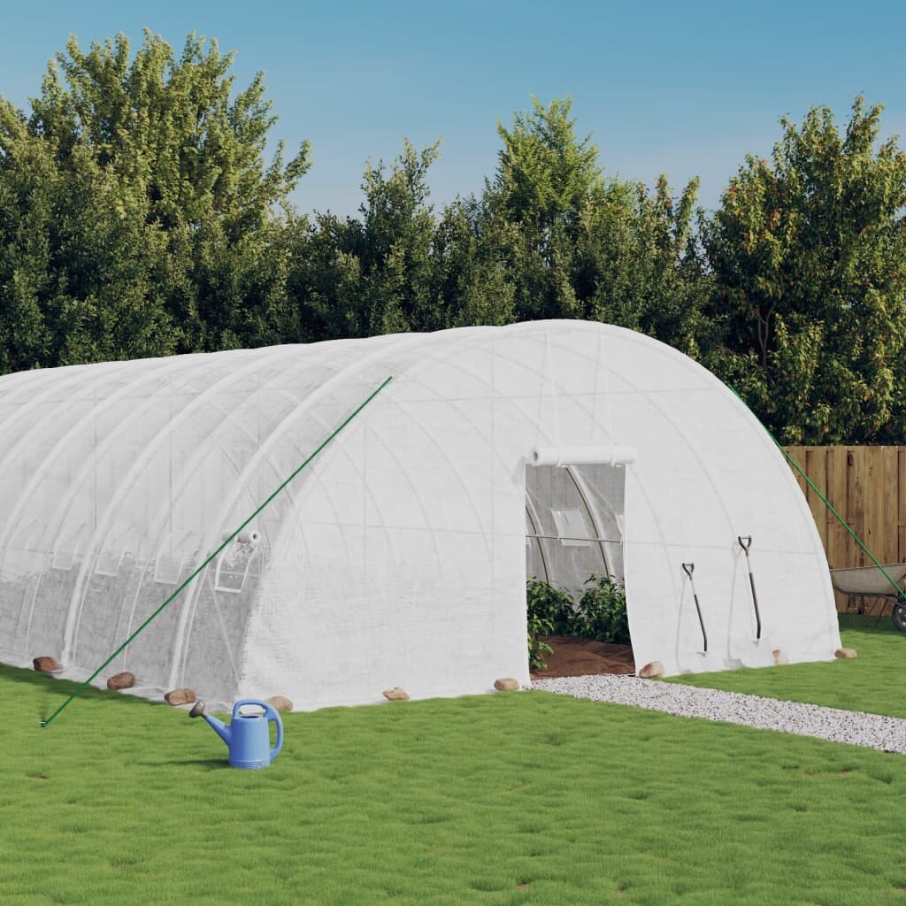 vidaXL Оранжерия със стоманена рамка бяла 132 м² 22x6x285 м