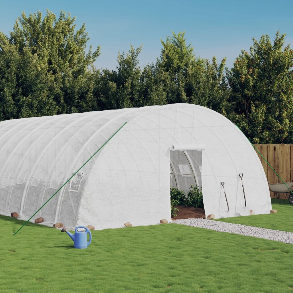 vidaXL Оранжерия със стоманена рамка бяла 144 м² 24x6x285 м