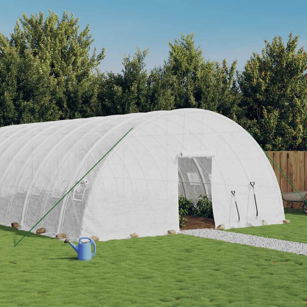 vidaXL Оранжерия със стоманена рамка бяла 36 м² 6x6x285 м