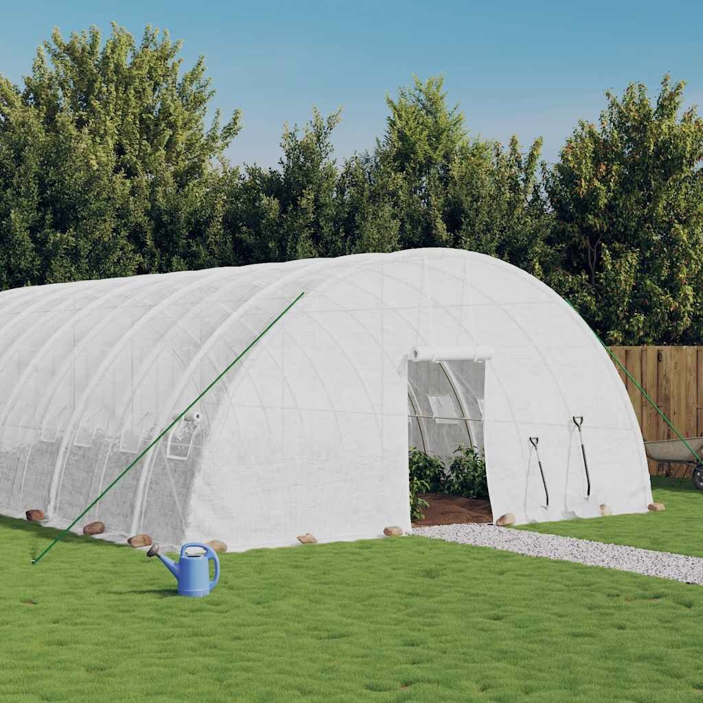 vidaXL Оранжерия със стоманена рамка бяла 96 м² 16x6x285 м