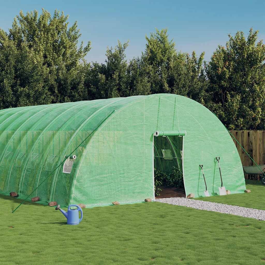 vidaXL Оранжерия със стоманена рамка зелена 96 м² 16x6x285 м