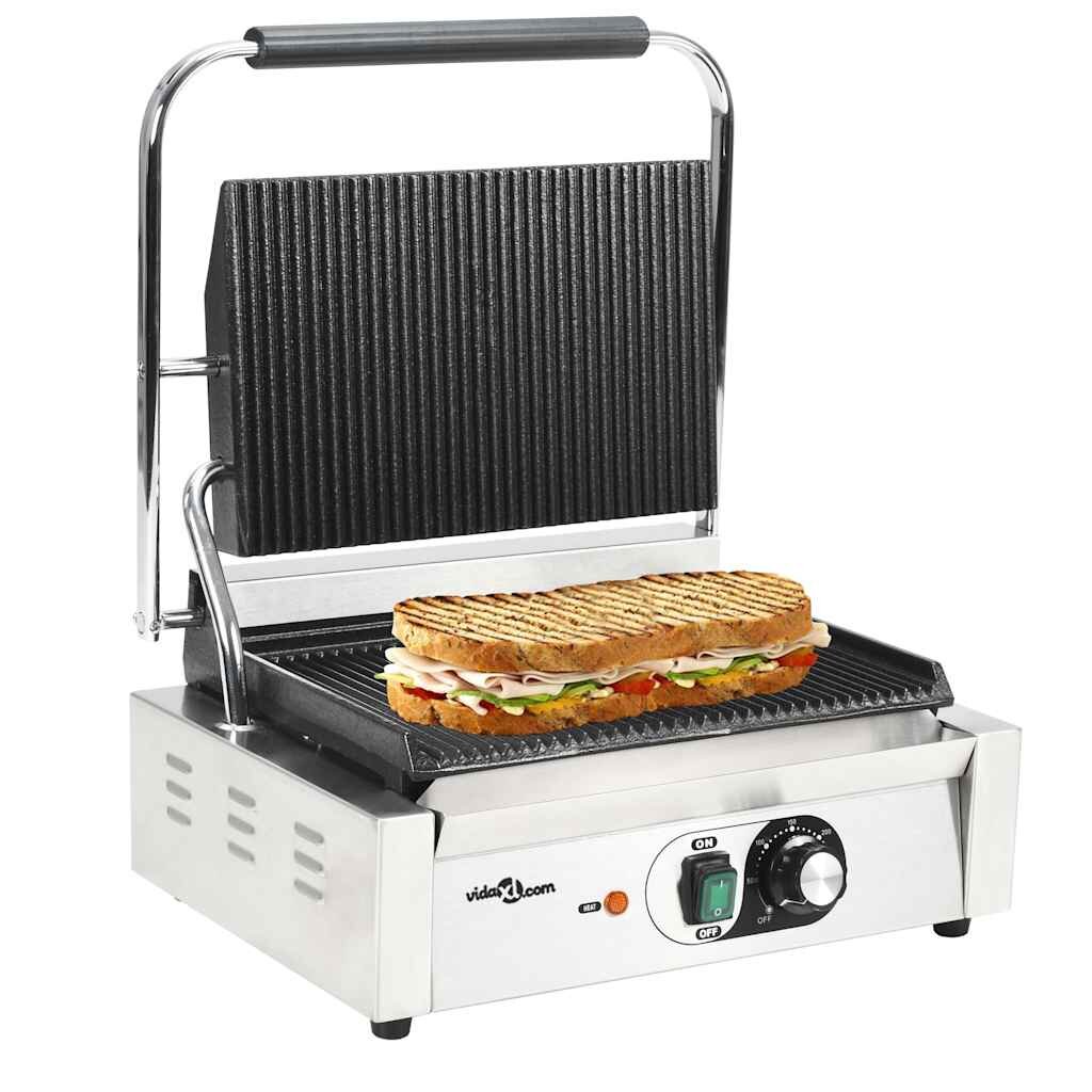vidaXL Оребрен контактен грил 2200 W 43x305x20 см