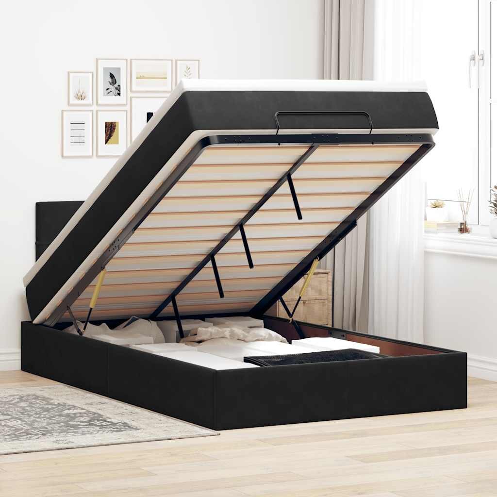 vidaXL Османска легло с матрак и LED черно 120x190 см кадифе