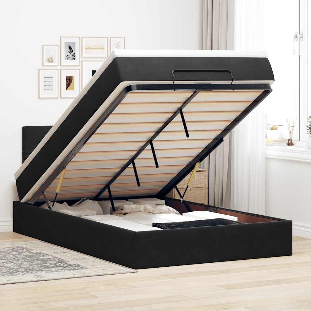 vidaXL Османска легло с матрак и LED черно 120x200 см кадифе
