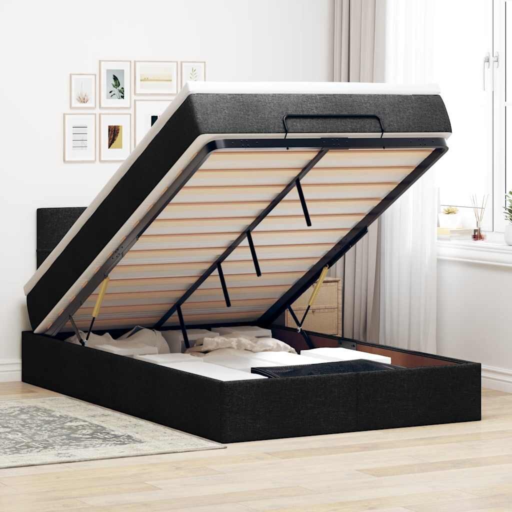 vidaXL Османска легло с матрак и LED черно 120x200 см плат