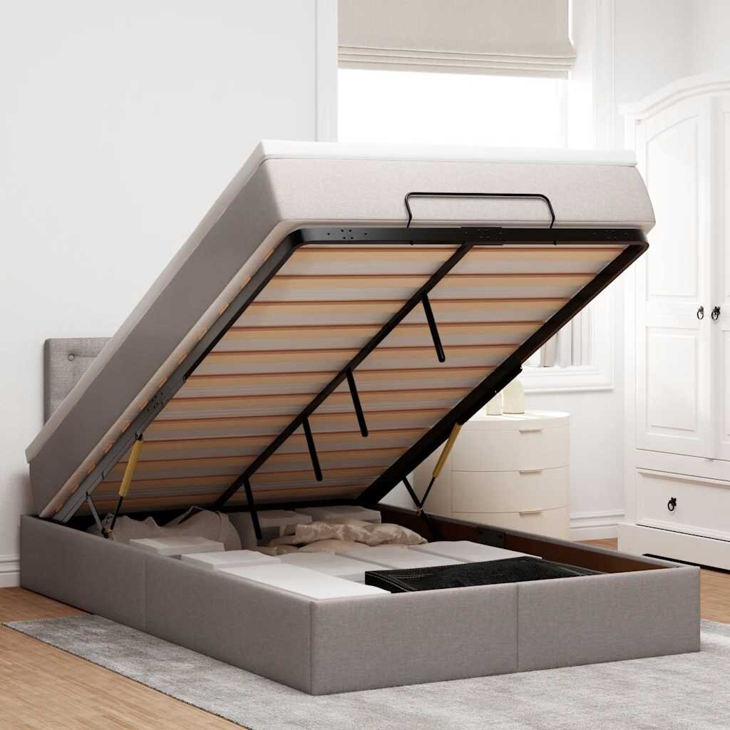 vidaXL Османска легло с матрак и LED таупе 120x190 см плат