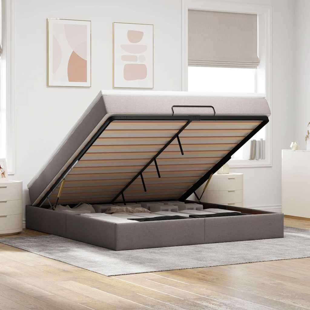 vidaXL Османска легло с матрак таупе 180x200 см плат