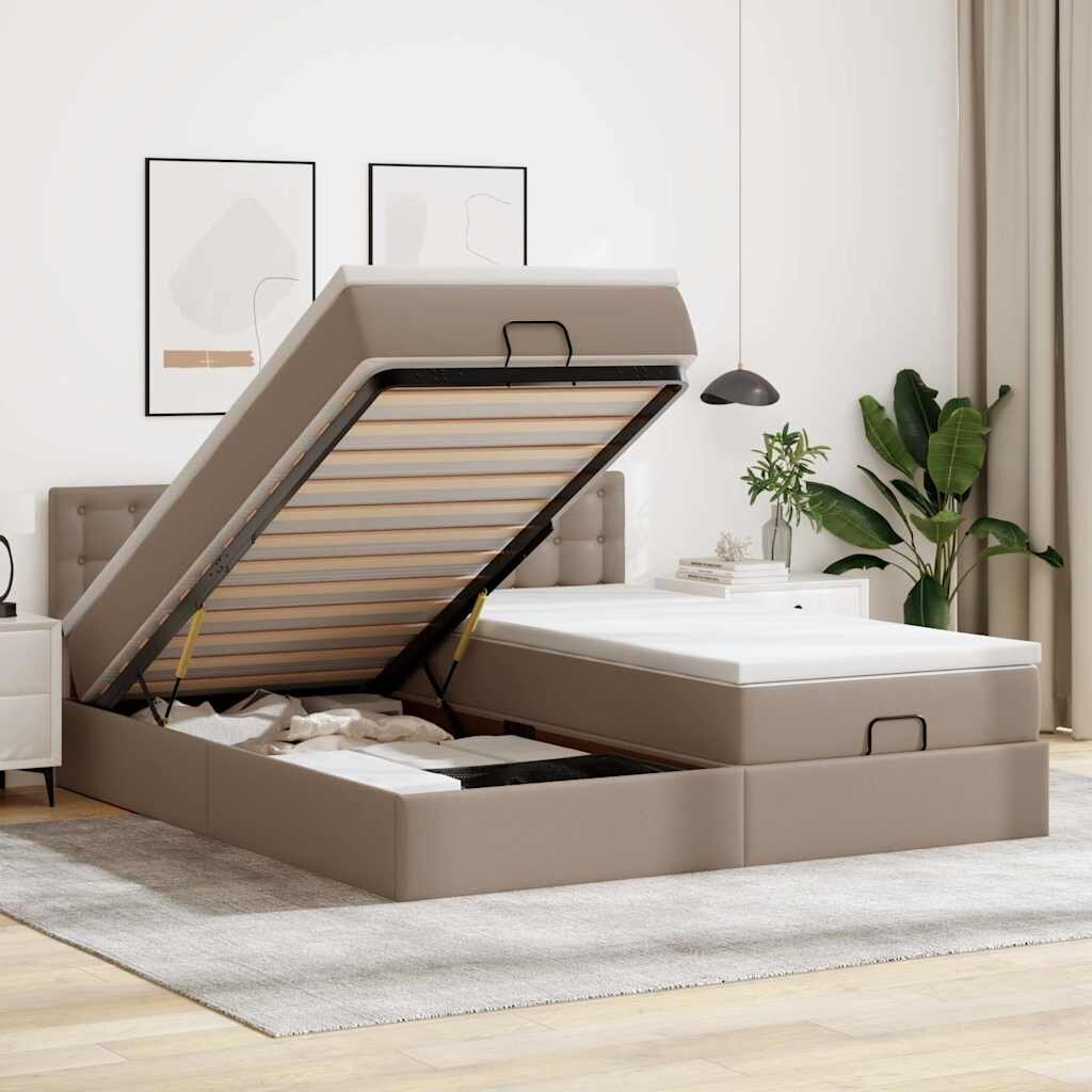 vidaXL Османска легло с матраци капучино 180x200 см изкуствена кожа