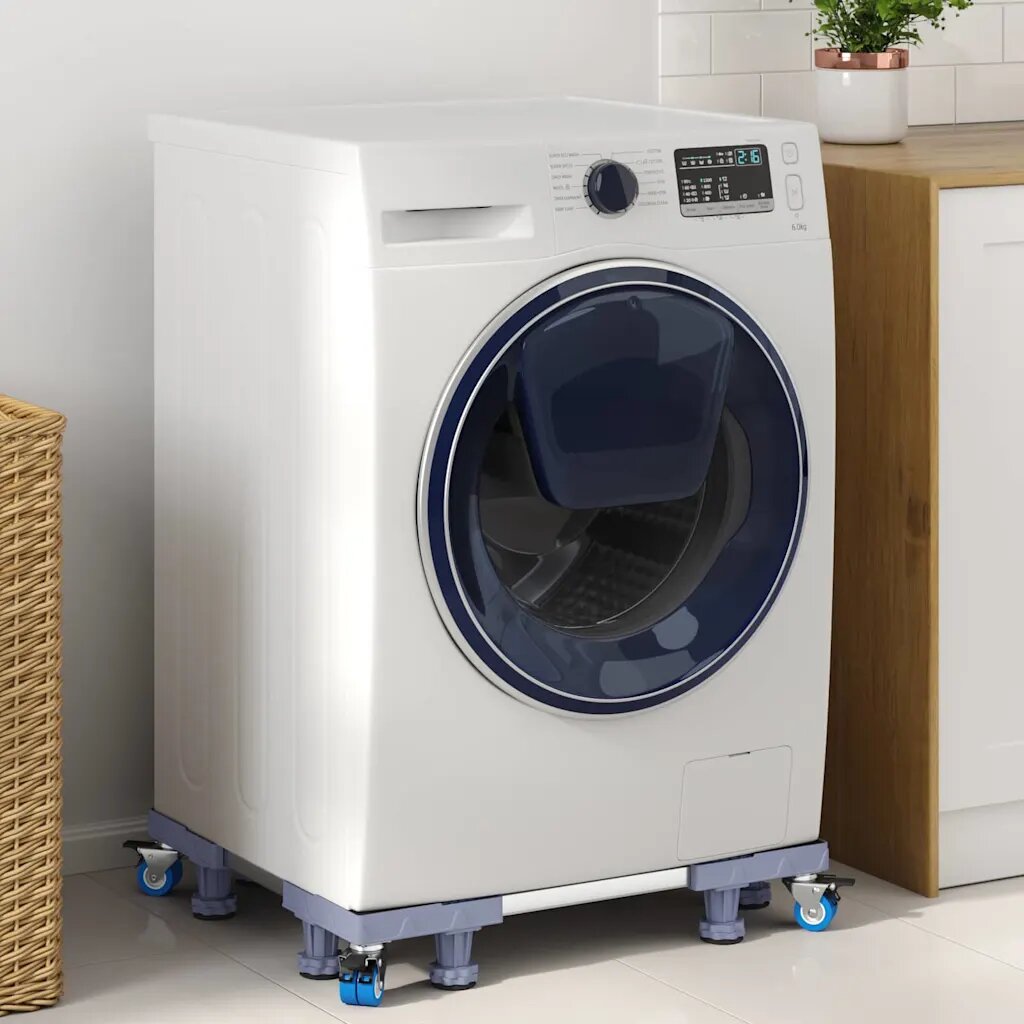 vidaXL Основа за пералня Сив 66 x 66 x 12 см Неръждаема стомана