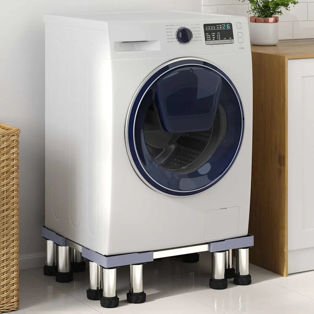 vidaXL Основа за пералня Сив 67 x 67 x 215 см Неръждаема стомана