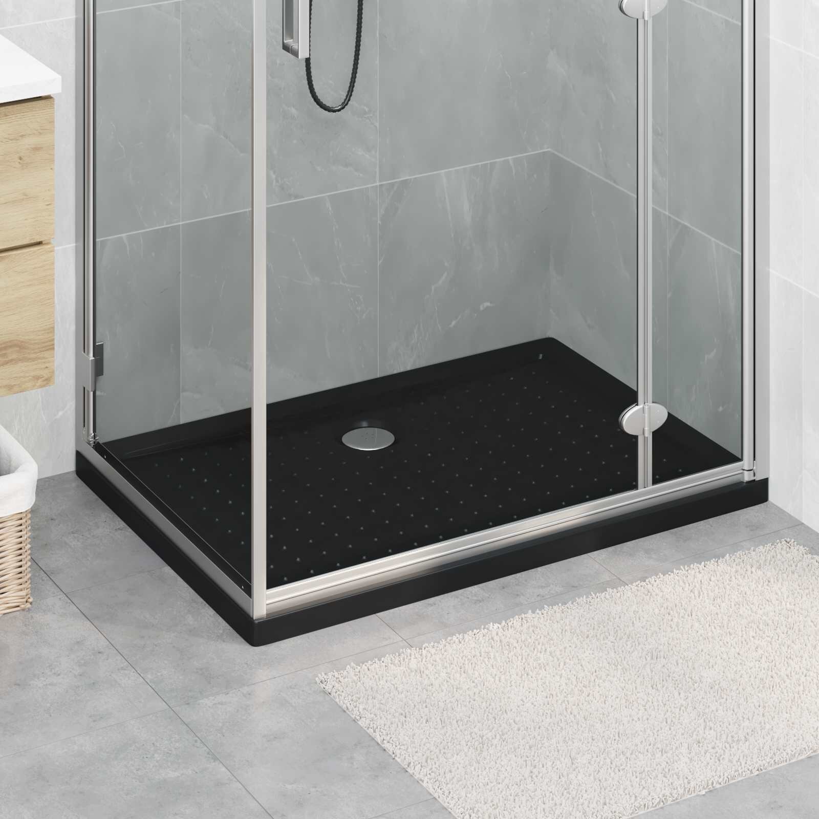 vidaXL Основен трей за душ с точки 100 x 70 x 4 см ABS Черно