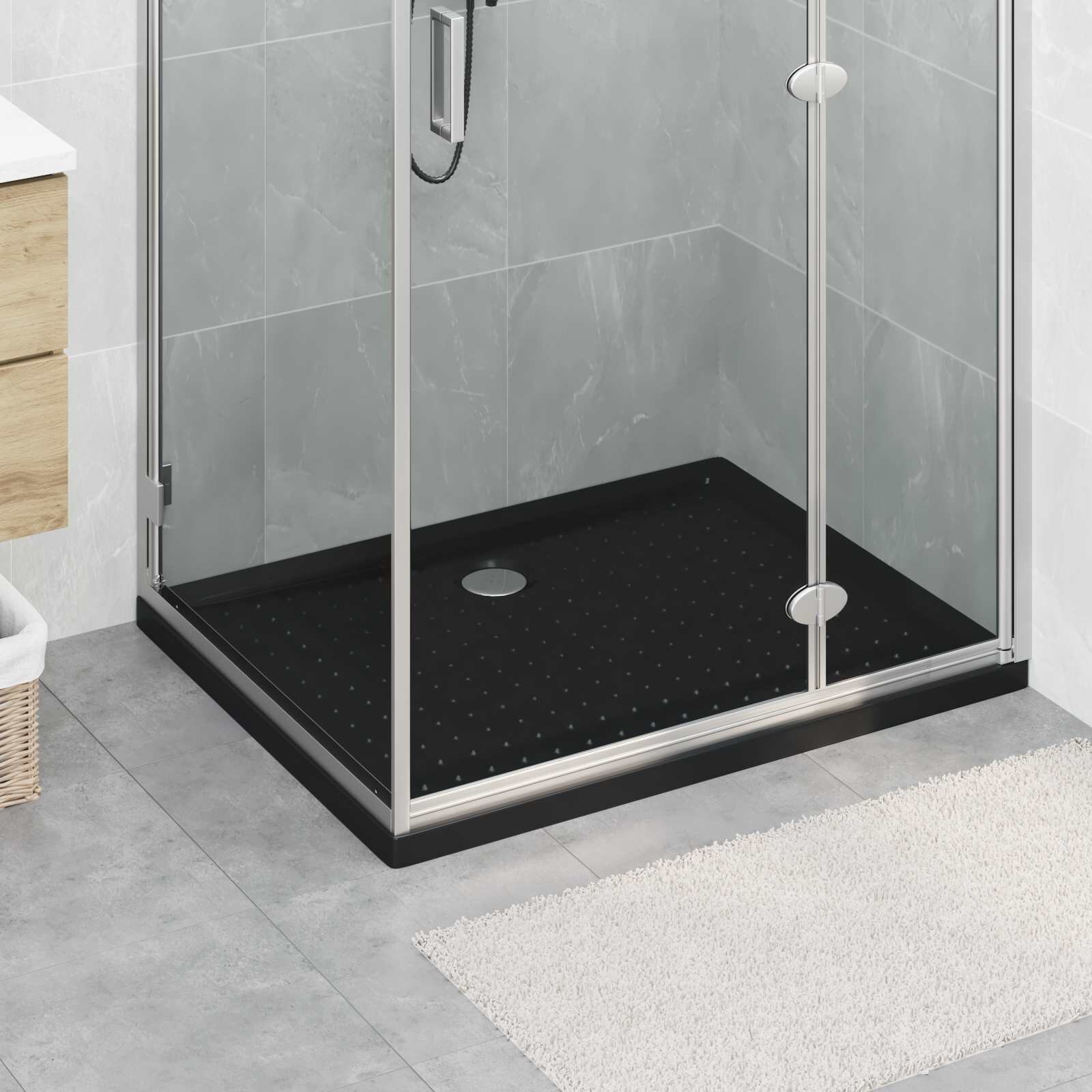 vidaXL Основен трей за душ с точки 100 x 80 x 4 см ABS Черно