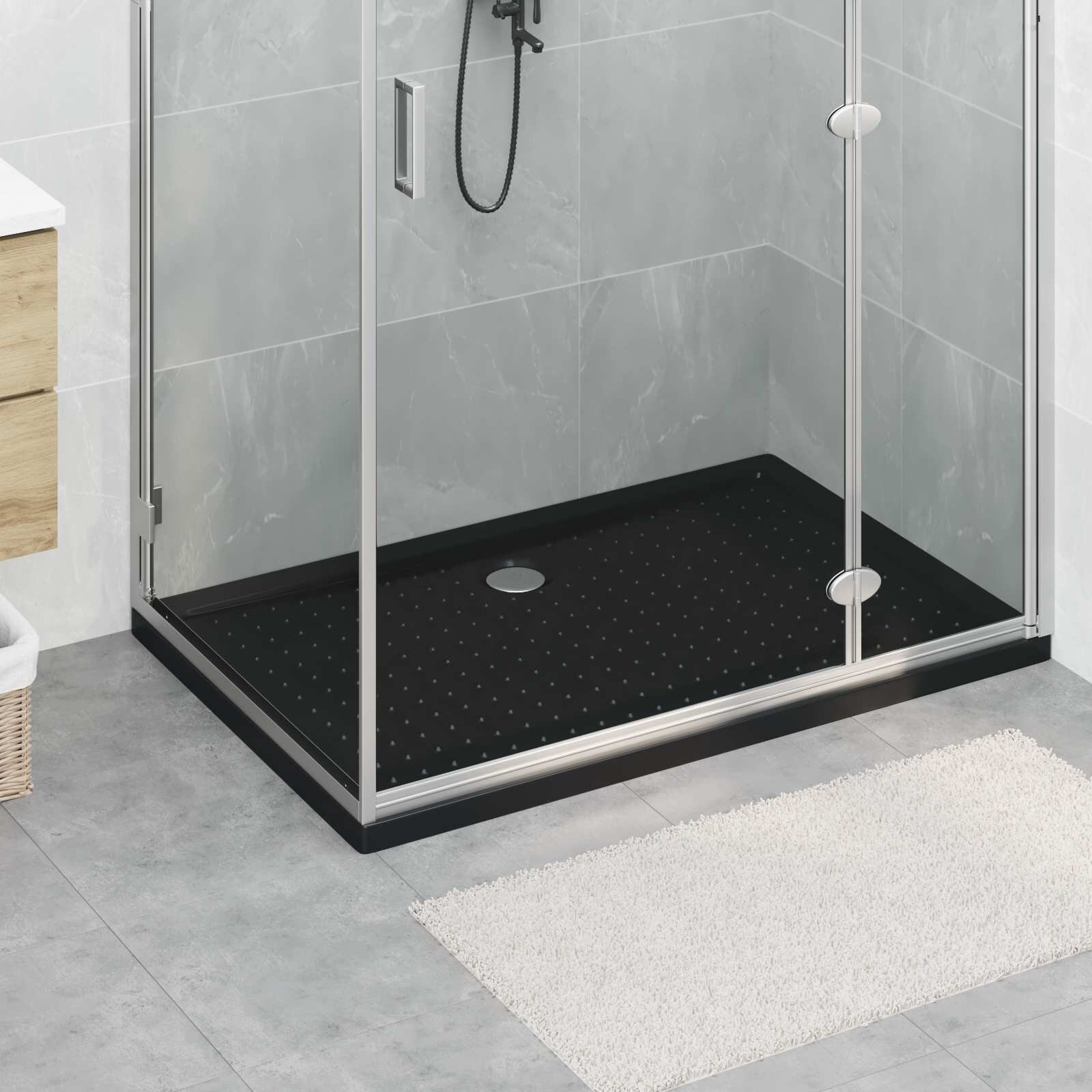 vidaXL Основен трей за душ с точки 120 x 80 x 4 см ABS Черно