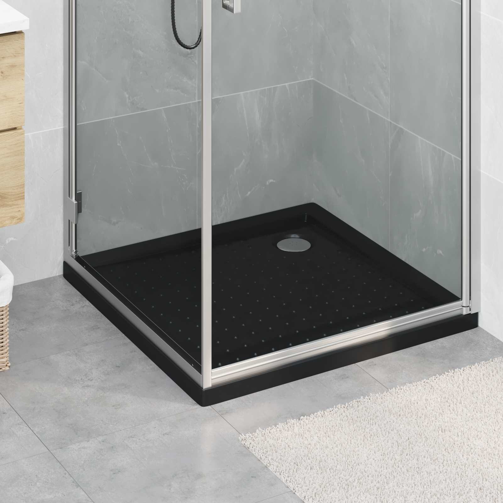 vidaXL Основен трей за душ с точки 80 x 80 x 4 cm ABS Черно