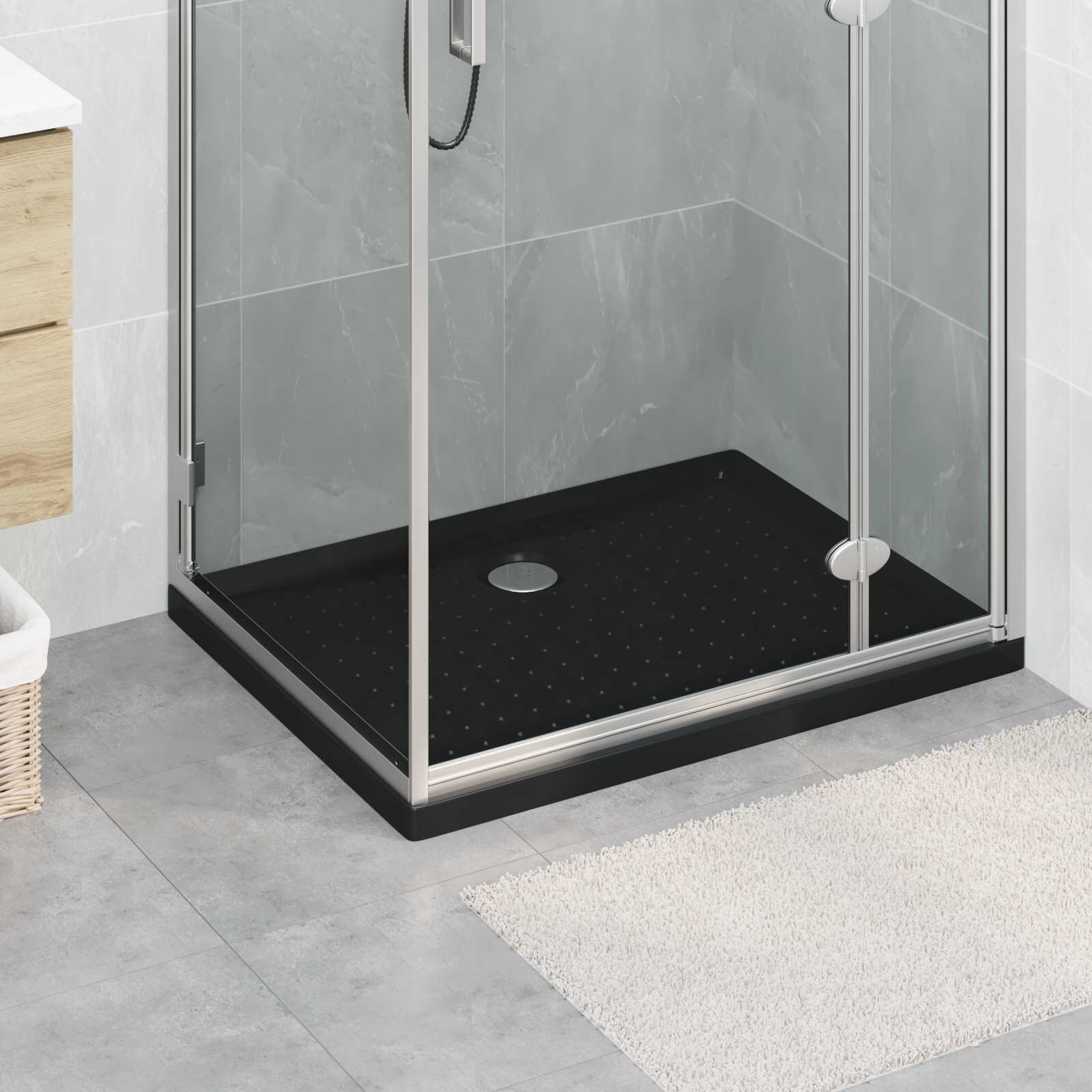 vidaXL Основен трей за душ с точки 90 x 70 x 4 cm ABS Черно