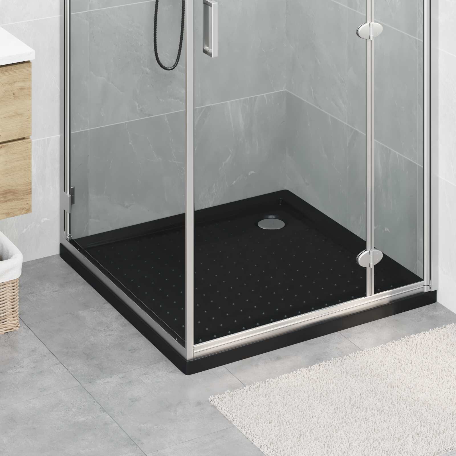 vidaXL Основен трей за душ с точки 90 x 90 x 4 cm ABS Черно