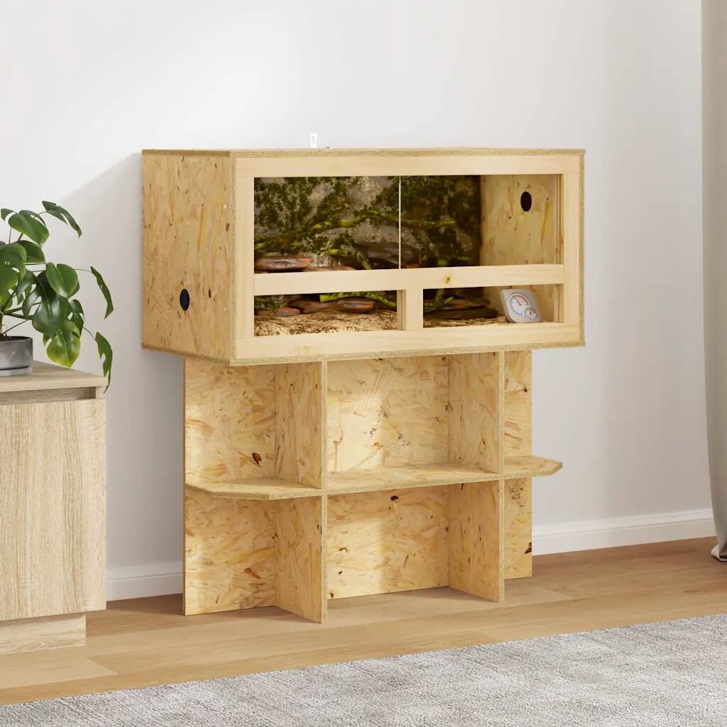 vidaXL Основна за терариум с рафт Кафяво 80 x 40 x 50 cm ОСБ