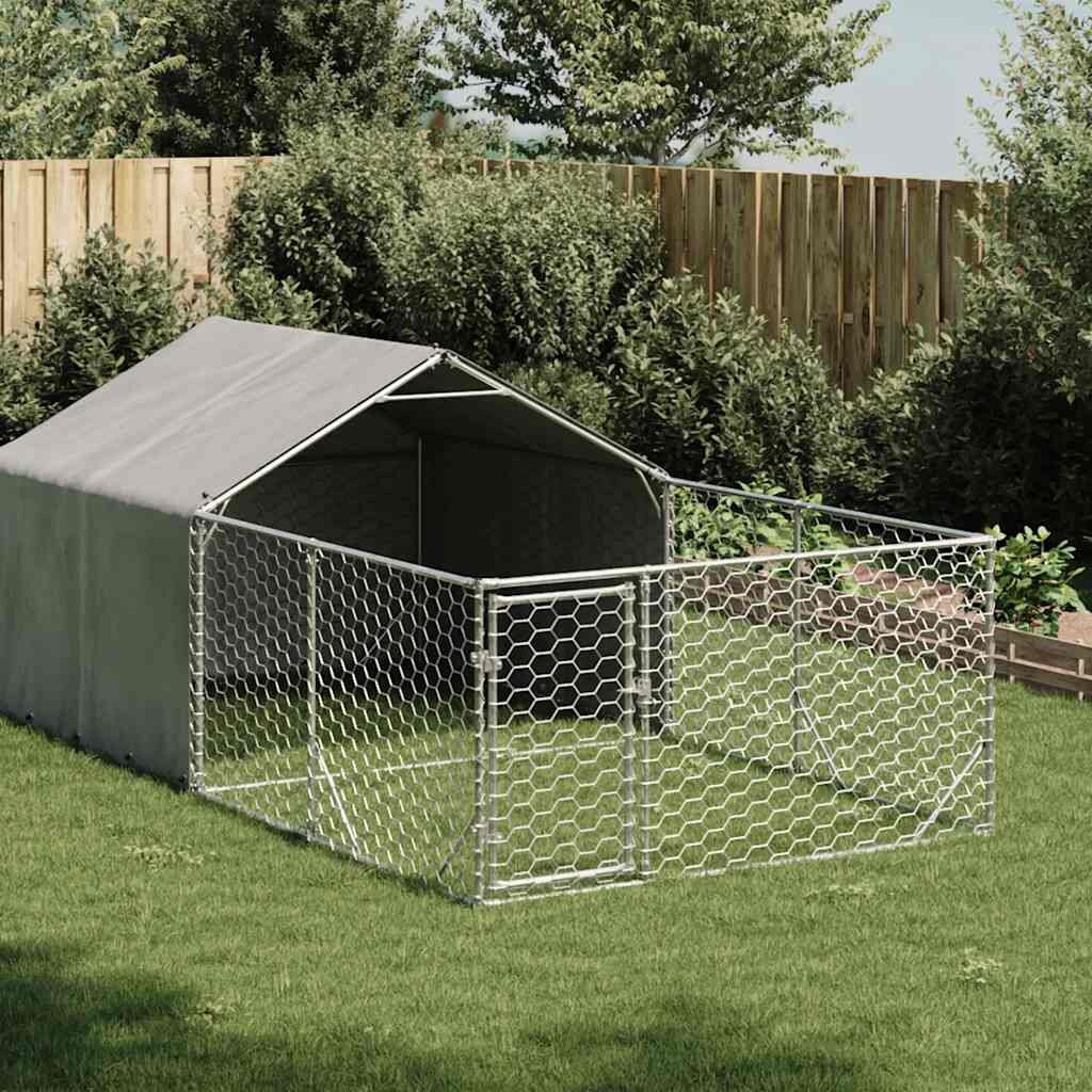 vidaXL Открита кучешка колиба с бягаща пътека 4x2x15 m